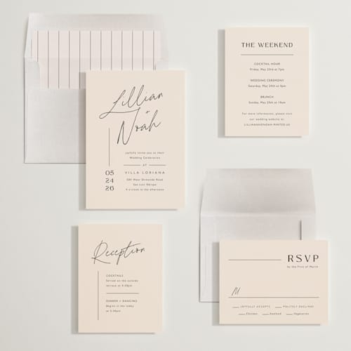 This is a creampuff wedding invitations with standard by Carolyn MacLaren called modern aligned printing on signature in standard