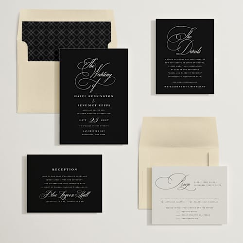 This is a tuxedo wedding invitations with standard by chocomocacino called scamorza printing on signature in standard