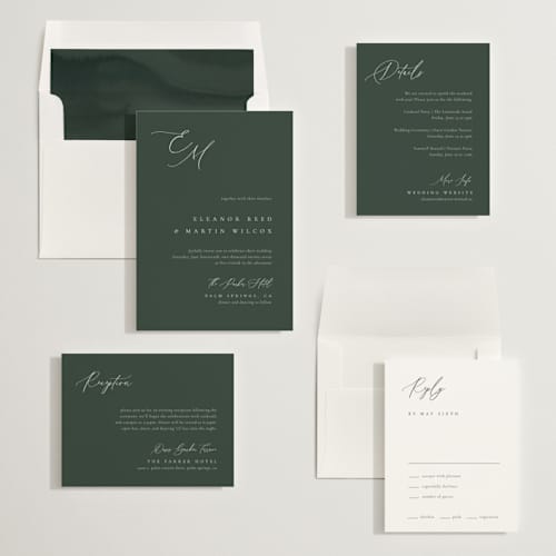 This is a forest wedding invitations with standard by Kelly Schmidt called corner printing on signature in standard