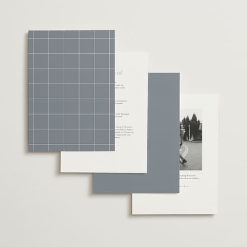 This is a dusty blue wedding invitations with standard by Stacey Meacham called warm affection printing on signature in standard