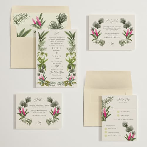 This is a lime wedding invitations with standard by Elly called tropical garden printing on signature in standard