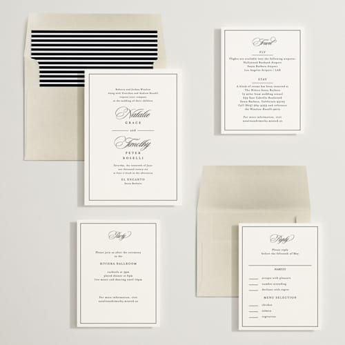 This is a noir wedding invitations with standard by Kimberly FitzSimons called sincerity printing on signature in standard