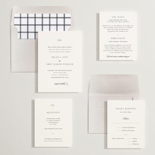 This is a obsidian wedding invitations with standard by Lucrecia Caporale called classic & timeless printing on signature in standard