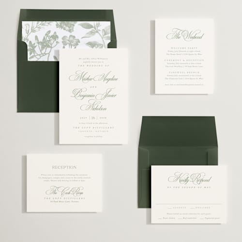 This is a garden wedding invitations with standard by Kelly Schmidt called chic script printing on signature in standard