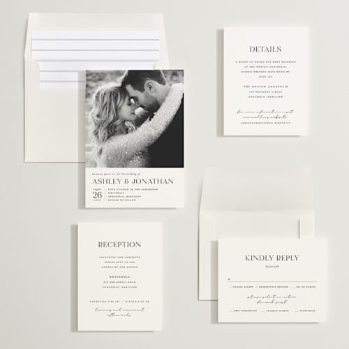 This is a porcelain wedding invitations with standard by Eric Clegg called have and hold printing on recycled smooth signature in standard
