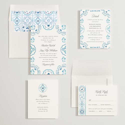 This is a cerulean wedding invitations with standard by Itsy Belle Studio called almafi printing on signature in standard