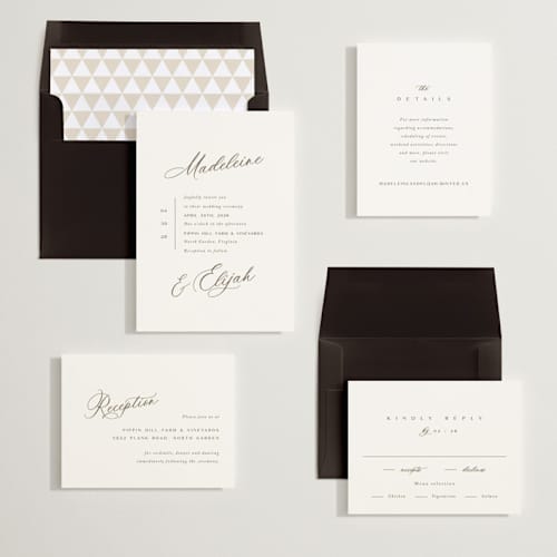 This is a latte wedding invitations with standard by Cara Scott called whimsy printing on signature in standard