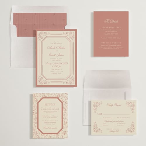 This is a rose wedding invitations with standard by Robert and Stella called constance printing on signature in standard