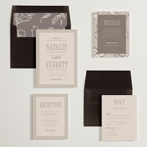 This is a oat wedding invitations with standard by Pixel and Hank called linea printing on signature in standard