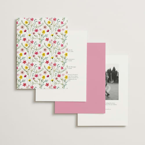 This is a peony wedding invitations with standard by Yaling Hou Suzuki called wildflower wreath printing on signature in standard