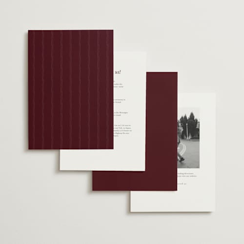 This is a maroon wedding invitations with standard by Design Lotus called amalfi blue printing on signature in standard