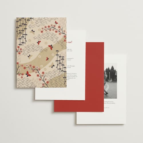 This is a rose wedding invitations with standard by Jennifer Holbrook called japanese textile printing on signature in standard