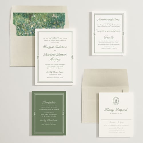 This is a leaf wedding invitations with standard by Kate Ahn called court printing on signature in standard