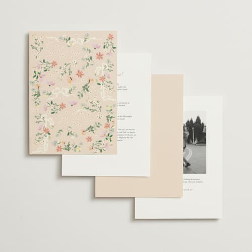 This is a spring wedding invitations with standard by Phrosné Barwood called spring draped garland printing on signature in standard