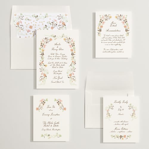 This is a autumn icecream wedding invitations with standard by Phrosné Barwood called spring draped garland printing on signature in standard