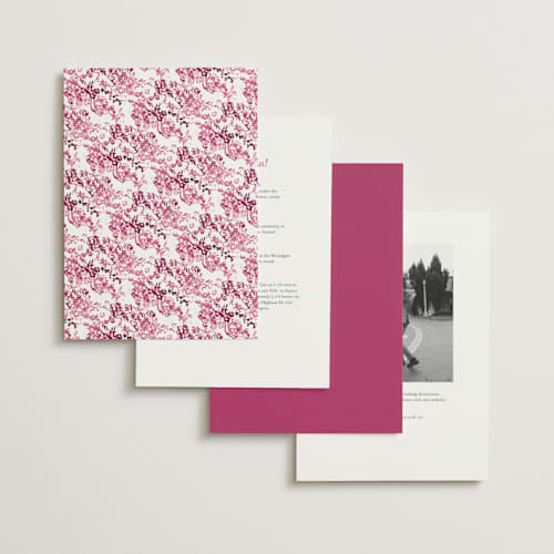 This is a fuchsia wedding invitations with standard by Becky Nimoy called gates and pillars printing on signature in standard