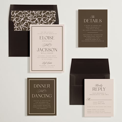 This is a vanilla bean wedding invitations with standard by Laura Hankins called galleria printing on signature in standard