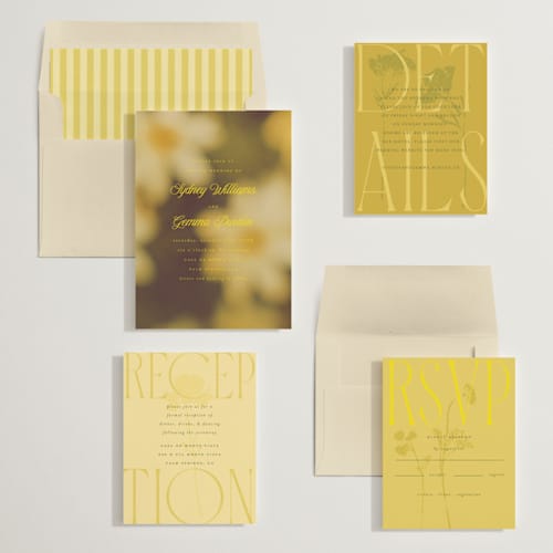 This is a island citrus wedding invitations with standard by Morgan Kendall called bloom printing on signature in standard