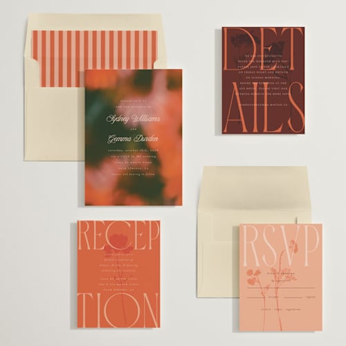 This is a poppy wedding invitations with standard by Morgan Kendall called bloom printing on signature in standard