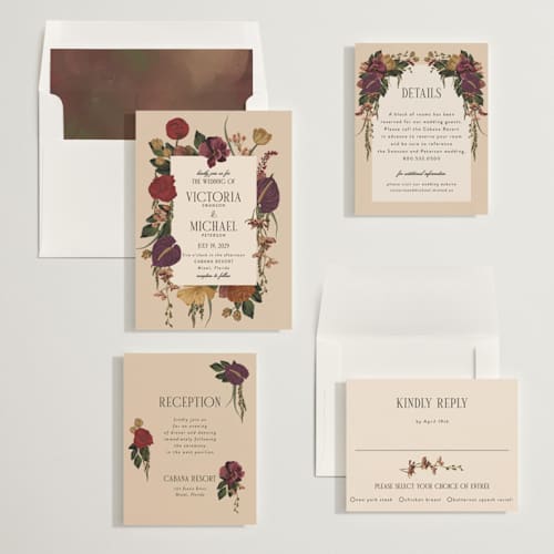 This is a copper wedding invitations with standard by Susan Moyal called romantics printing on signature in standard