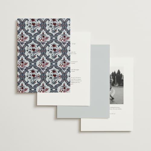 This is a french blue wedding invitations with standard by Jennifer Postorino called ariah printing on signature in standard