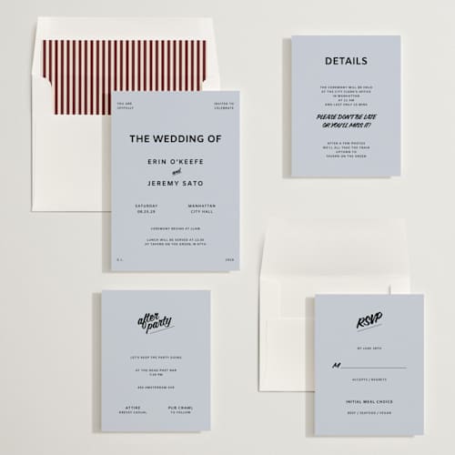 This is a sky wedding invitations with standard by Studio Suku called courthouse printing on signature in standard