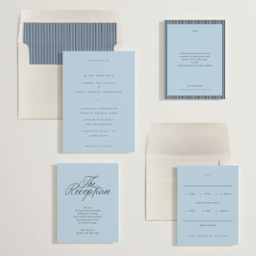 This is a sky wedding invitations with standard by Blustery August called tarte tatin printing on signature in standard