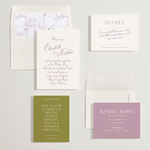 This is a lilac dreams wedding invitations with standard by Design Lotus called lavender dreams printing on signature in standard
