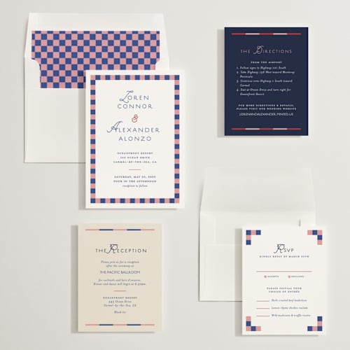 This is a bluebird wedding invitations with standard by Angela Quan called grid printing on signature in standard