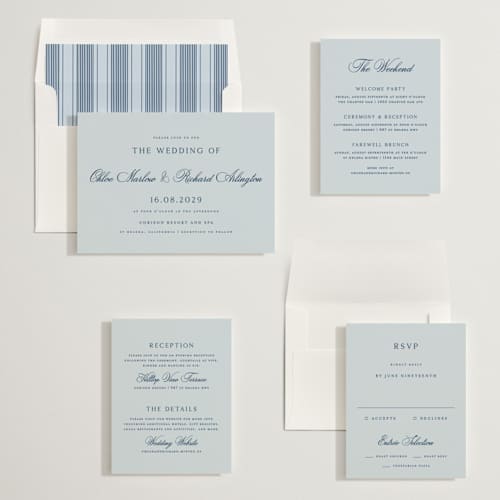 This is a sky wedding invitations with standard by Kelly Schmidt called landscape script printing on signature in standard