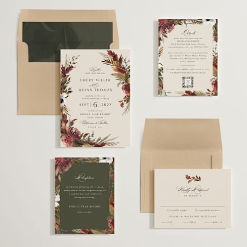 This is a autumn wedding invitations with standard by Kate Ahn called poetique printing on signature in standard