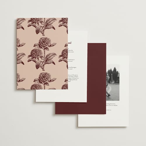 This is a burgundy wedding invitations with standard by Nazia Hyder called museum printing on signature in standard