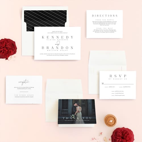 This is a sugar wedding invitations with standard by Jessica Williams called the space between printing on signature in standard