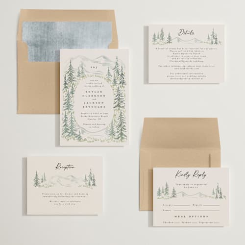 This is a forest wedding invitations with standard by Petra Kern called paradise printing on signature in standard