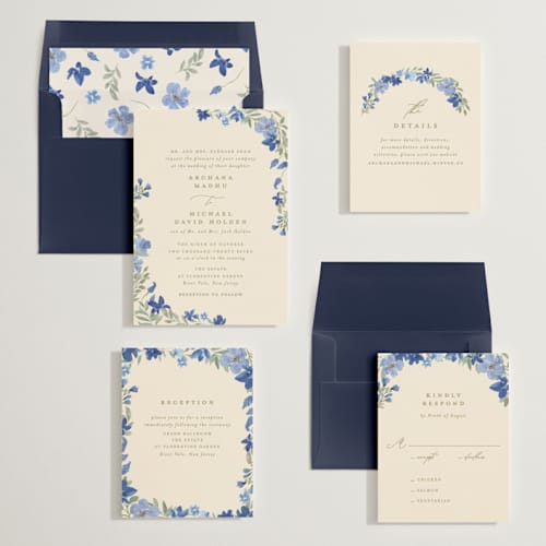 This is a blueberry wedding invitations with standard by Creo Study called nilgiri printing on signature in standard