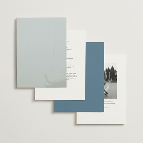This is a dusty blue wedding invitations with standard by Jennifer Postorino called glide printing on signature in standard