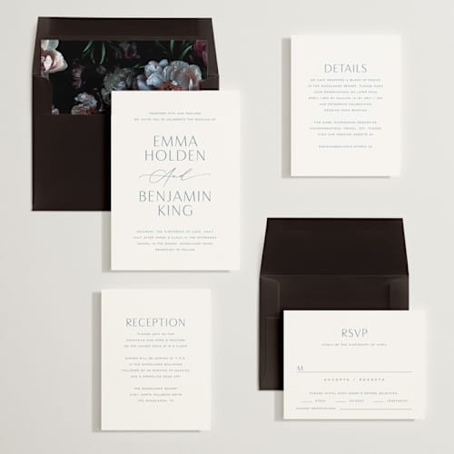 This is a dusty blue wedding invitations with standard by Jennifer Postorino called glide printing on signature in standard
