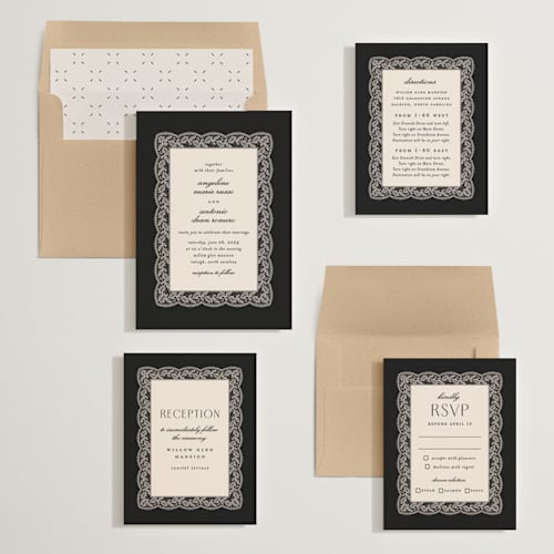 This is a midnight wedding invitations with standard by Erica Krystek called chantilly printing on signature in standard