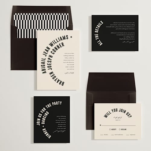 This is a cream wedding invitations with standard by Pixel and Hank called spin printing on signature in standard