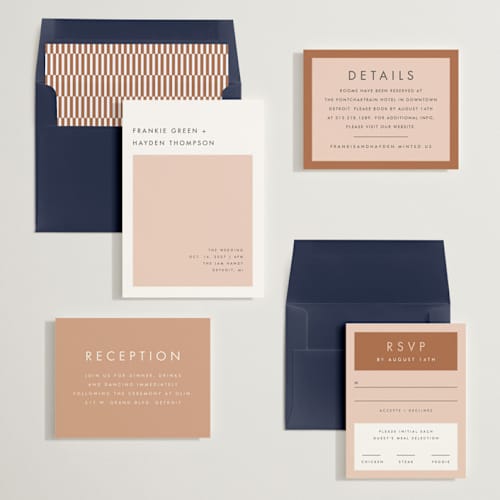 This is a pale peach wedding invitations with standard by Snow and Ivy called colorfield printing on signature in standard