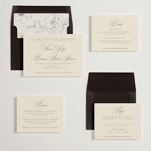This is a oreo creme wedding invitations with standard by Design Lotus called wonderful tonight printing on signature in standard