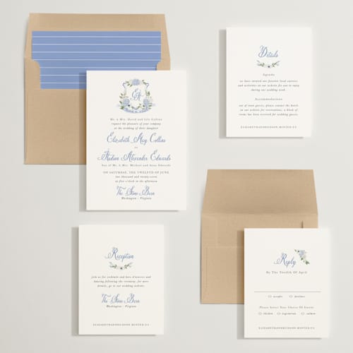 This is a periwinkle wedding invitations with standard by Design Lotus called sweethearts printing on signature in standard