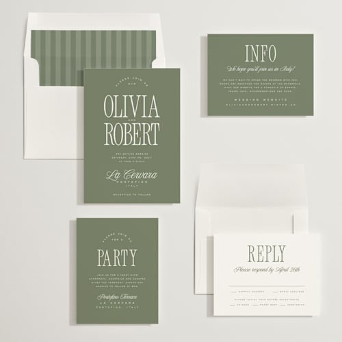 This is a sage wedding invitations with standard by Kelly Schmidt called riviera printing on signature in standard