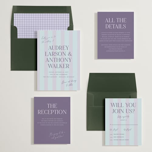 This is a slumber wedding invitations with standard by Pixel and Hank called ambrosial printing on signature in standard