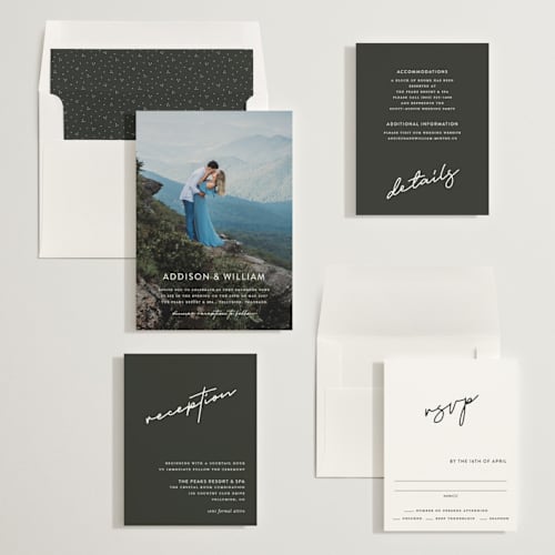 This is a cloud wedding invitations with standard by Pine Street Creative called as if a dream printing on signature in standard