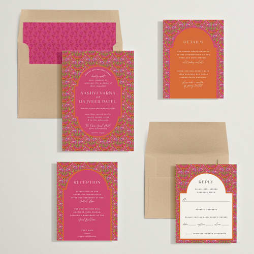 This is a fuchsia wedding invitations with standard by Pati Cascino called varna printing on signature in standard