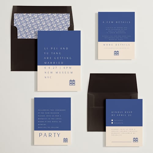 This is a marseille bleu wedding invitations with standard by Deborah Chou called two toned printing on signature in standard