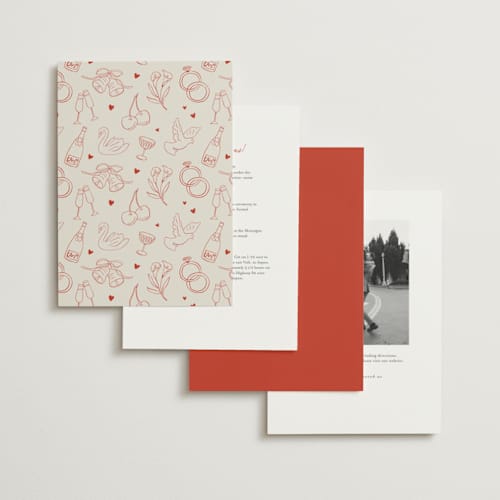 This is a cherry wedding invitations with standard by Kelly Watkins called felicity printing on signature in standard