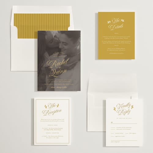 This is a island citrus wedding invitations with standard by Paper Raven Co. called vintage romance printing on signature in standard