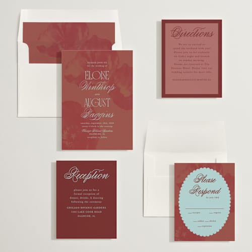 This is a thrasher wedding invitations with standard by Morgan Kendall called maximalist poppies printing on signature in standard